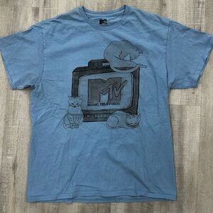 MTV Music Television Cats Graphic T-Shirt Blue Men’s Large 2023 Viacom